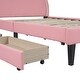 preview thumbnail 18 of 19, Full Size Upholstered Leather Platform Bed with Rabbit Ornament & 4 Drawers, Low to Ground Full Bed Frame with Slats Support