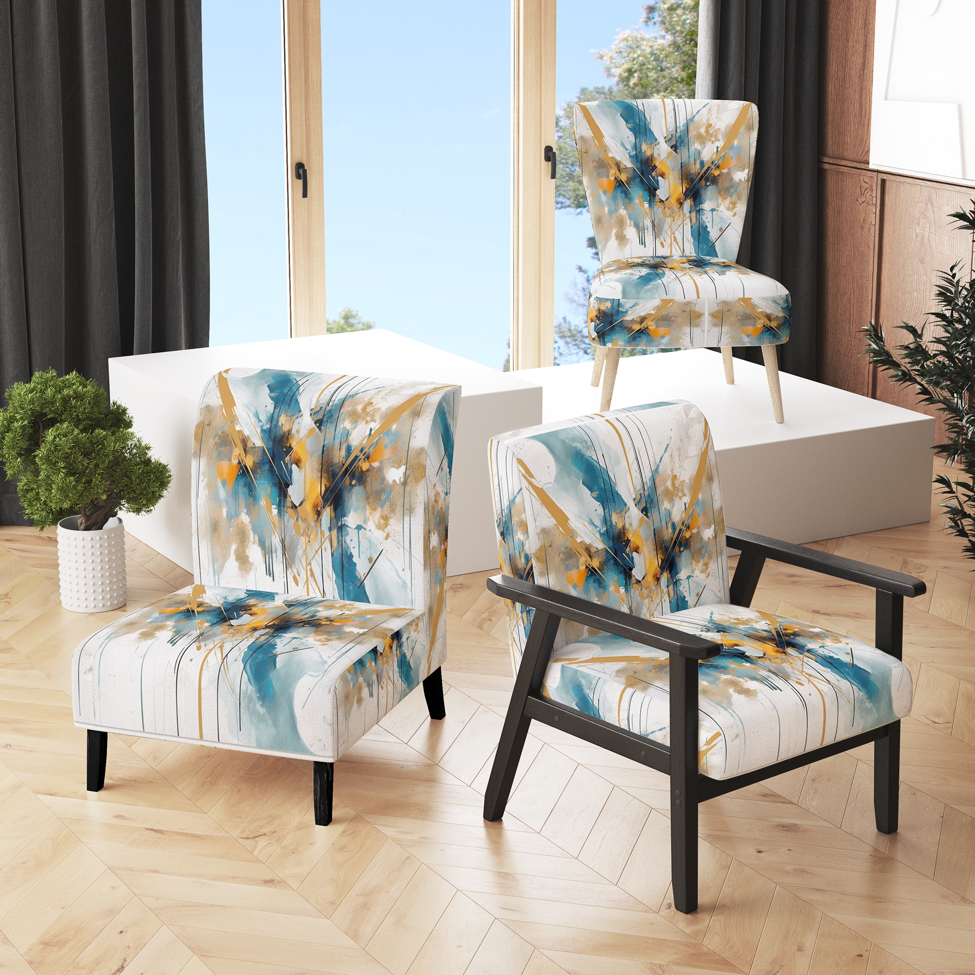 Teal and gold accent chair discount