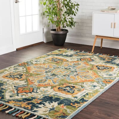 Alexander Home Sahara Tropical Medallion Boho Hand-hooked Wool Rug