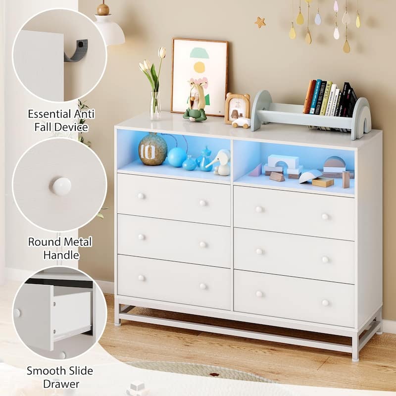 6 Drawer Double Dresser TV Stand, Bedroom Dresser