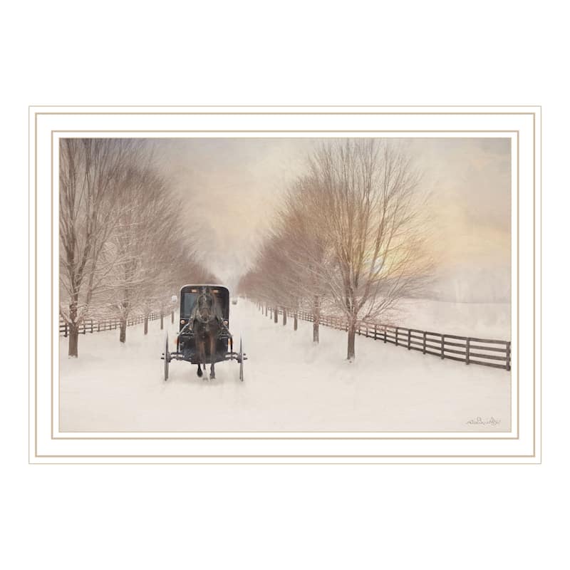 HomeRoots Snowy Amish Lane White Framed Wall Art