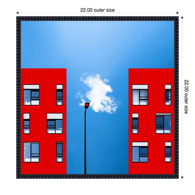 Blue and Red by Inge Schuster Framed Canvas Wall Art Print - 22 x 22 in