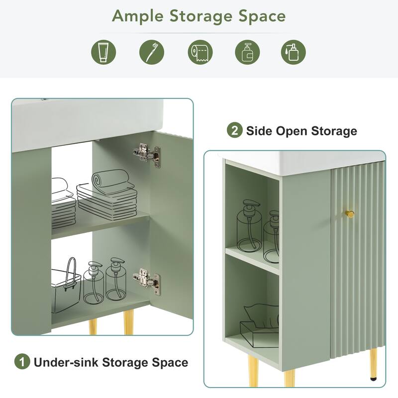 21.6" Bathroom Vanity Cabinet with Large Storage, Soft-Close Doors, Waterproof MDF Construction(Sink Not Included)