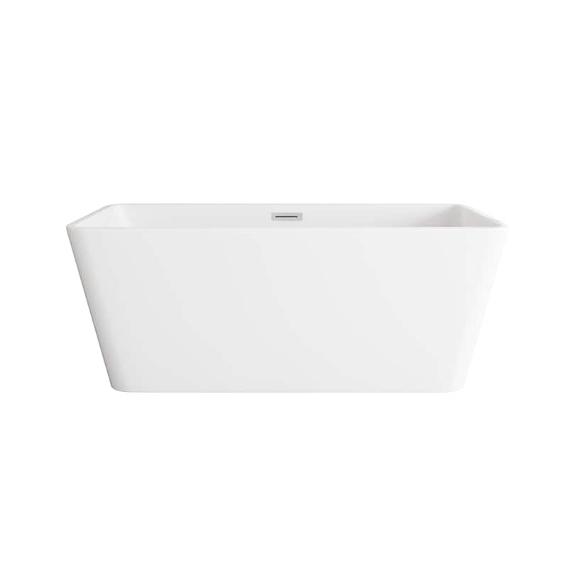 Thaddeus Bathtub in Glossy White - Glossy White with Brushed Nickel Trim - 59"