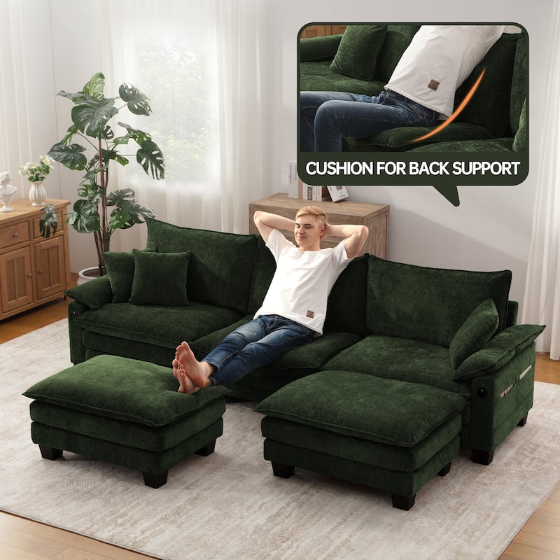 Living Room Furniture Sets, Modular Sectional Sofa Set with Ottoman for Living Room, Convertible Sofa Couch