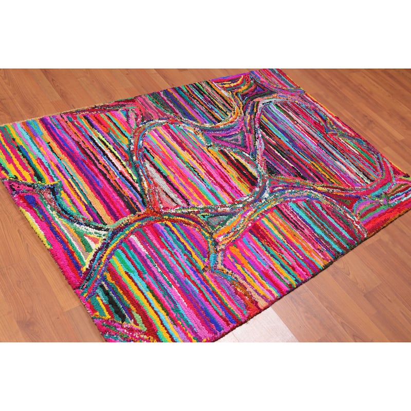 4'x 6' Pink Hand Tufted Oriental Rug - 4' x 6'