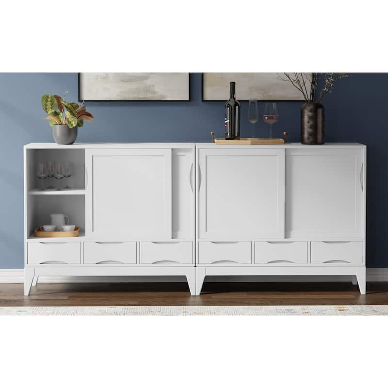 WYNDENHALL Pearson Solid Wood 48 inch Storage Cabinet (Set of 2) - 48"W x 17"D x 42"H - White