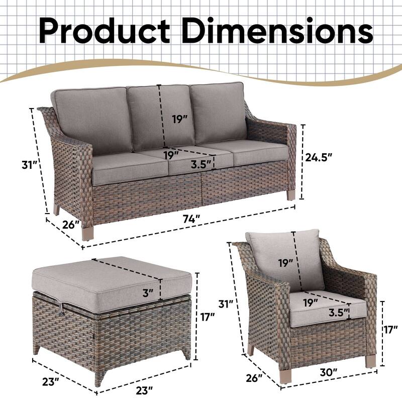 Pocassy Outside Sofa with Swivel Chair Set