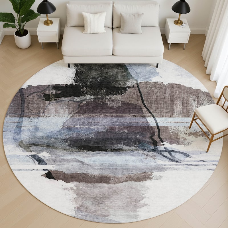 Premium Washable Super Soft Contemporary Chic Mayfield Rug - Brown - 8' x 8'