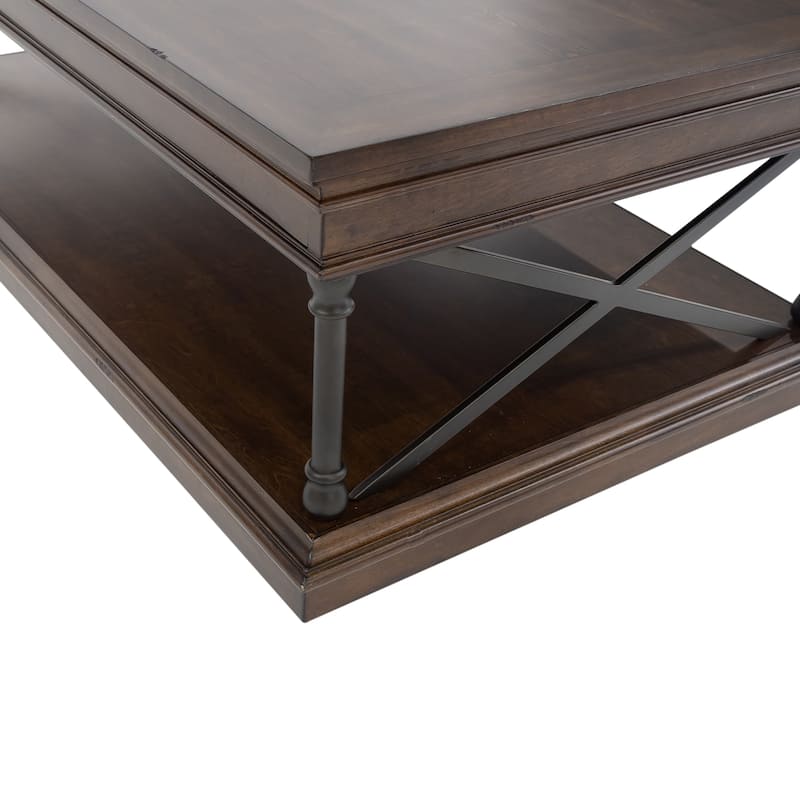 Tribeca Cordovian Brown Birch Living Room Table Set 3 Piece with Cocktail Table, End Tables