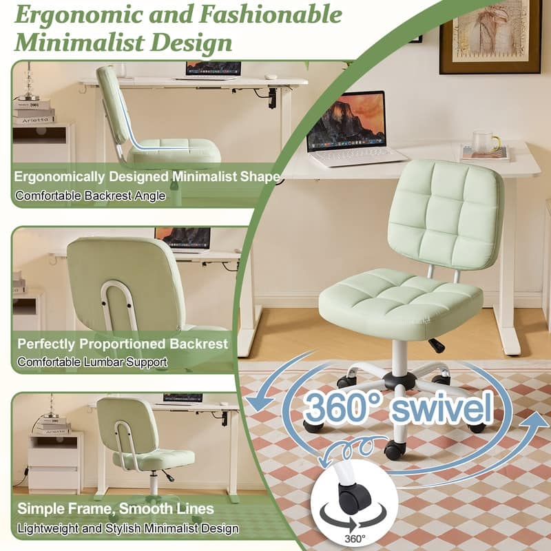 22.1 Inch Upholstered PU Lattice Swivel Office Chair