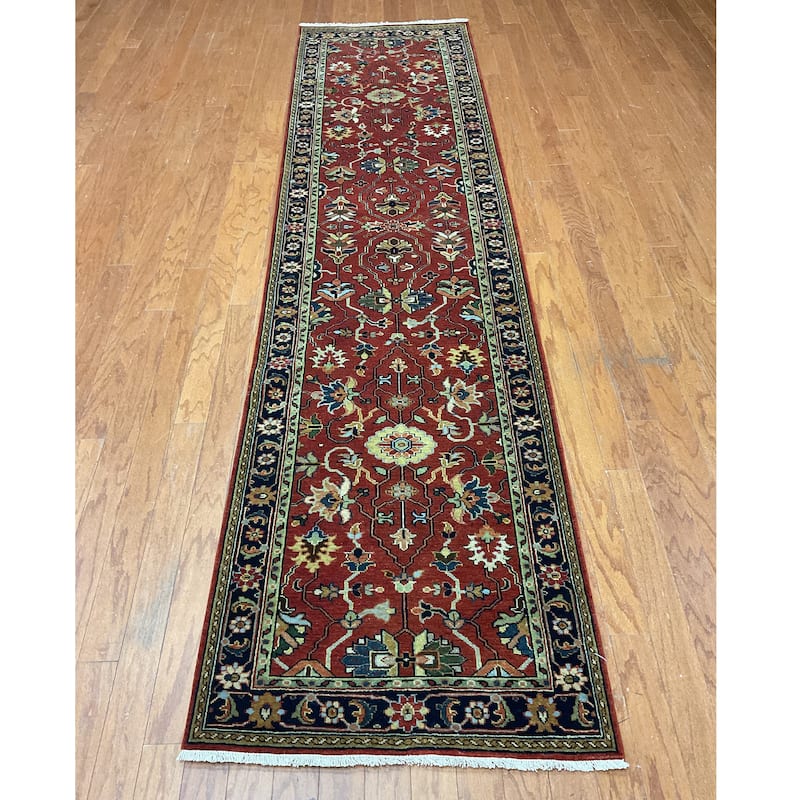 HERAT ORIENTAL Hand-knotted Indo 2'6 x 10' Serapi Wool Runner - 2'6" x 10'