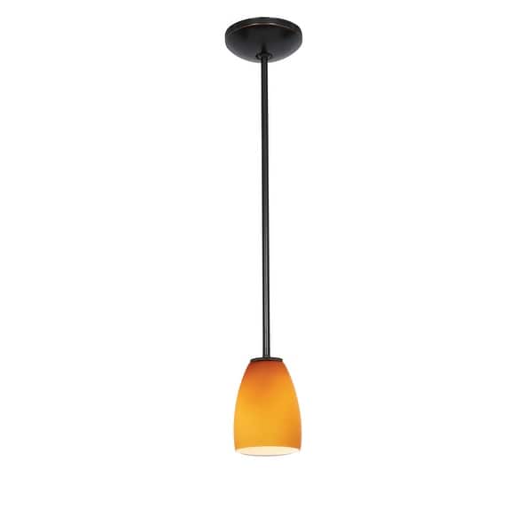 slide 2 of 2, Access Lighting Sherry Bronze Integrated LED Rod Pendant, Amber Shade