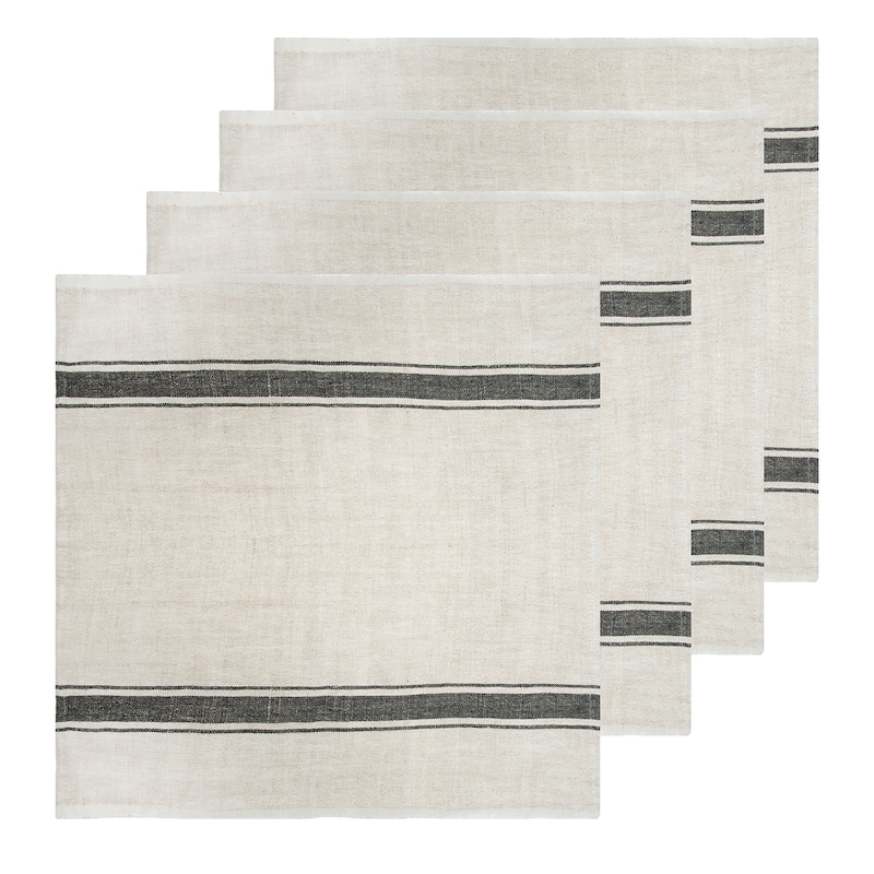 Caravan Marseille Napkins - Set of 4 - Black, Natural