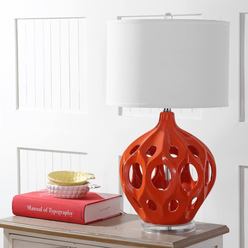 SAFAVIEH Lighting Vladilena 29-inch Copper Finish Table Lamp - 16"x16"x29" - 16Wx16Dx29H - Orange