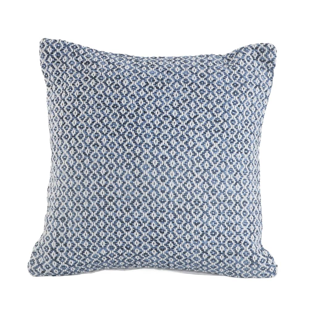 18" Navy Blue and White Diamond Square Throw Pillow