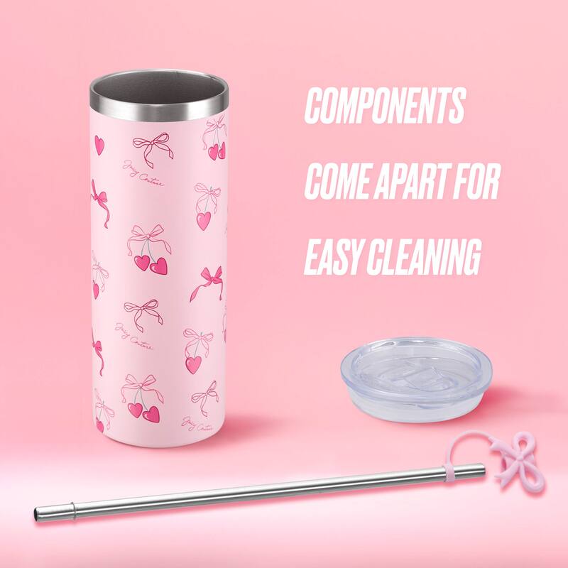 Juicy Couture Glam Slip Hydration Stainless Steel Tumbler with Straw Topper