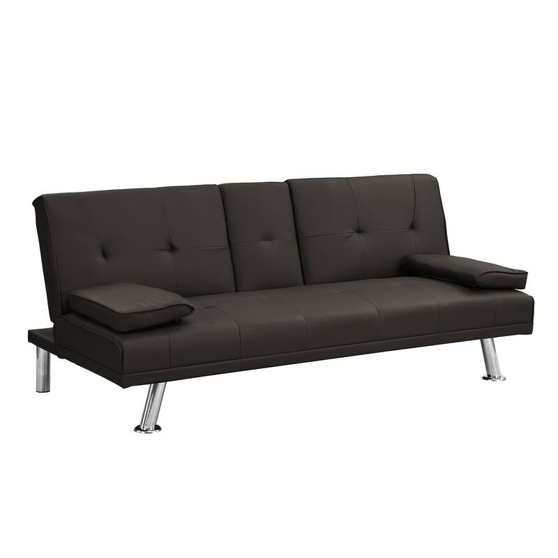 Wooden Sofa Bed with Armrest Two Holders
