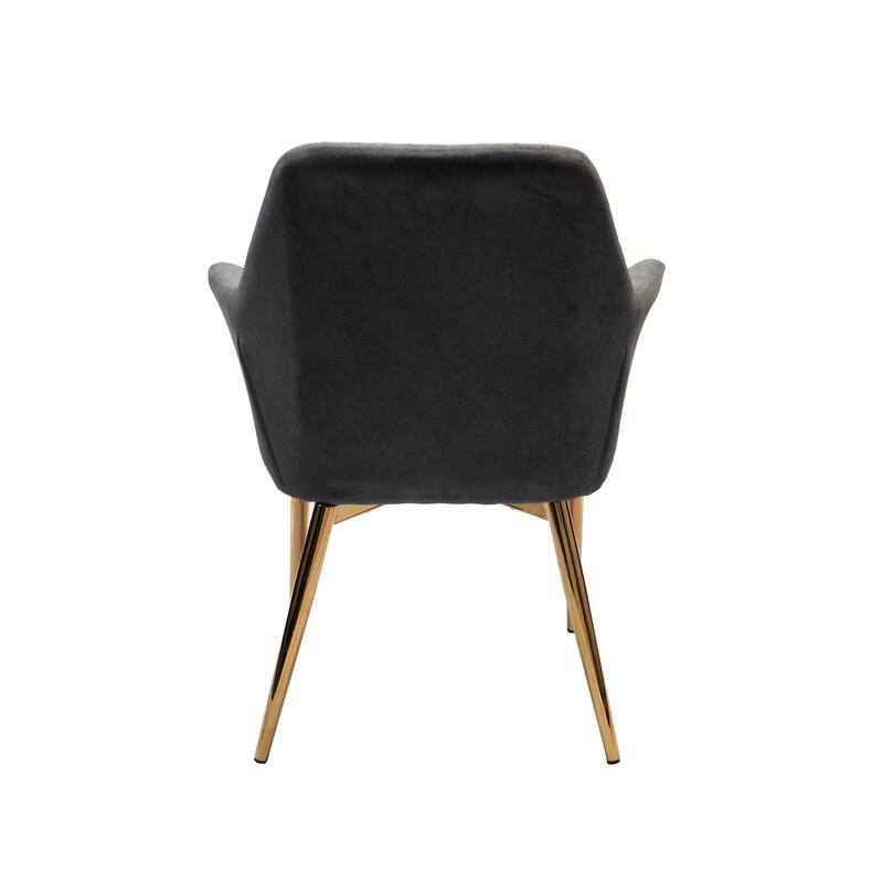 Porthos Home Dak Dining Chair with Armrests, Velvet, Gold Chrome Legs