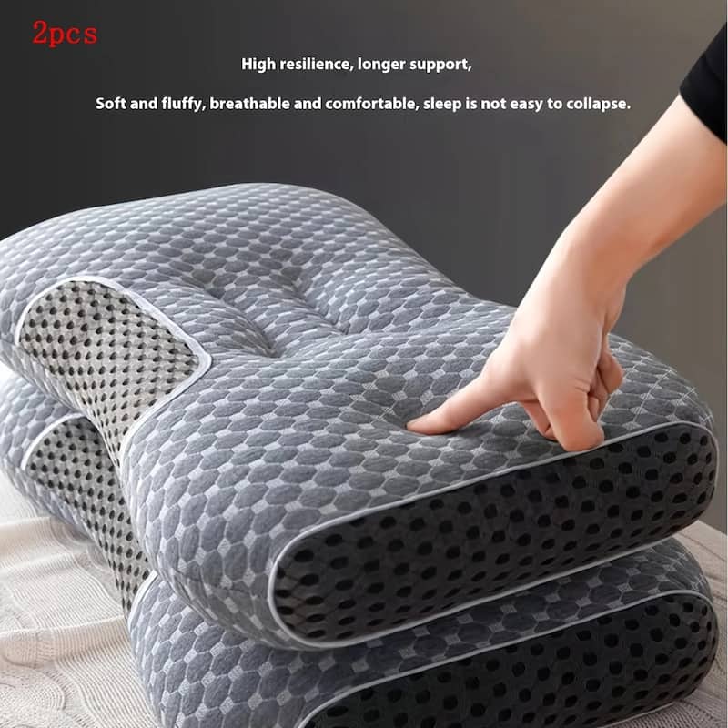 Ergonomic Cervical Neck Pillows Set of 2, Orthopedic Contour Support with Washable Covers