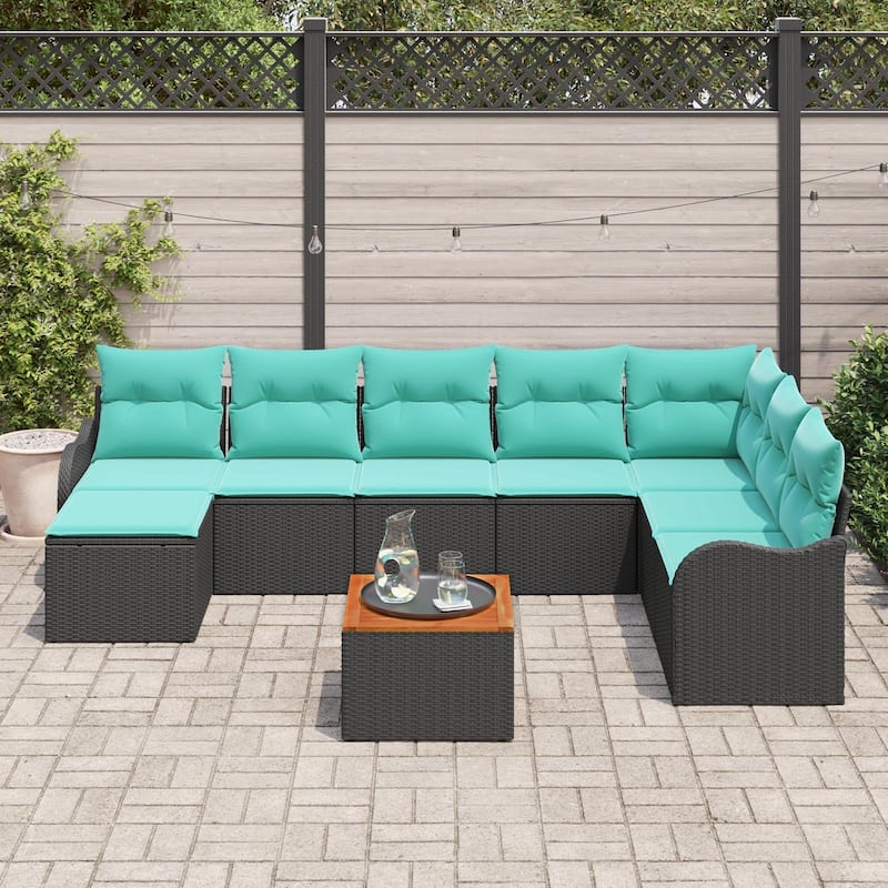 vidaXL 9 Piece Garden Sofa Set with Cushions - 113.2×69.9×27.2