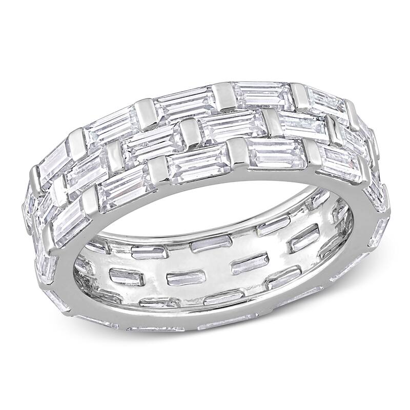 Miadora 4 5/8ct DEW Moissanite Triple Row Ring in Sterling Silver
