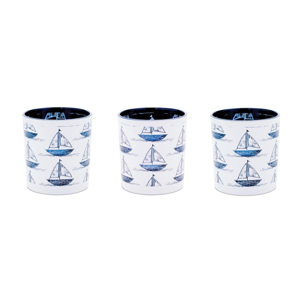 Sailboat Print Votive Holder (Set of 3)
