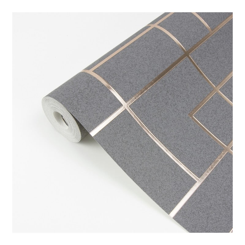 Brewster Mason Dark Grey Geometric Wallpaper - 20.5 x 396 x 0.025