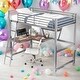 preview thumbnail 14 of 22, Modern Twin Size Metal MDF Loft Bed With Built-in Desk And Shelf for Bedroom
