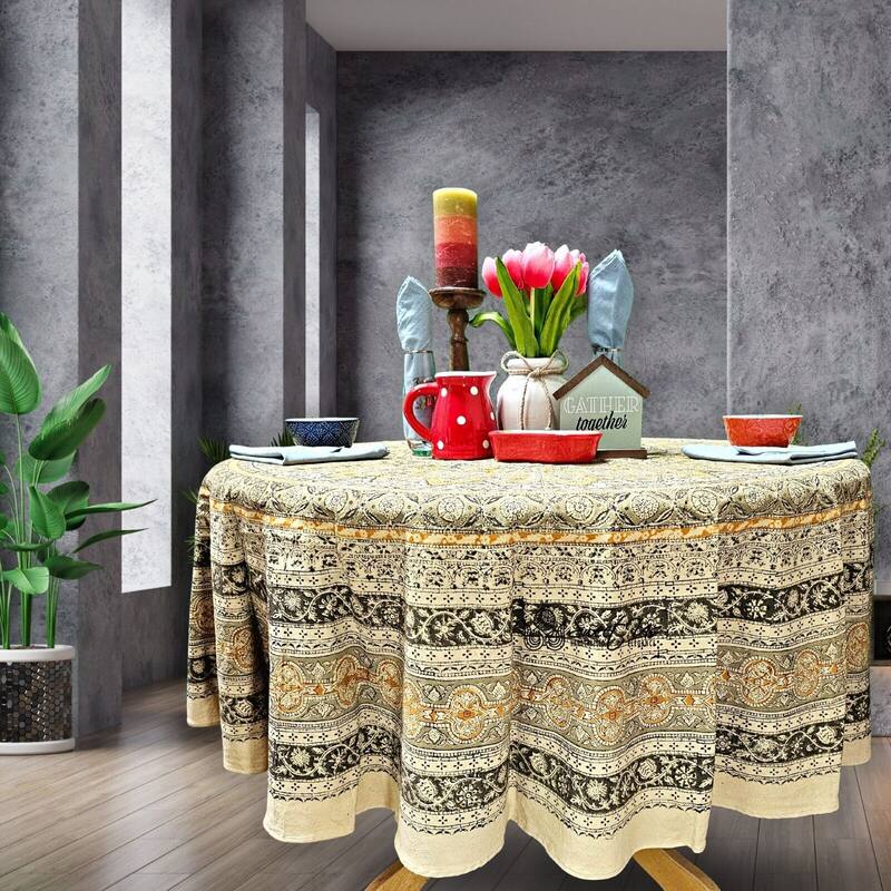 Lush Floral Block Print Vegetable Dye Cotton Table Linen Collection