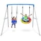 preview thumbnail 11 of 9, Trekassy 440lbs Heavy-Duty A-Frame Metal Swing Set, 2-in-1 Saucer & Toddler Swing for Backyard Playground