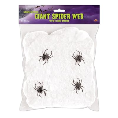 12 Flame Resistant Giant White Halloween Spider Web Spiders
