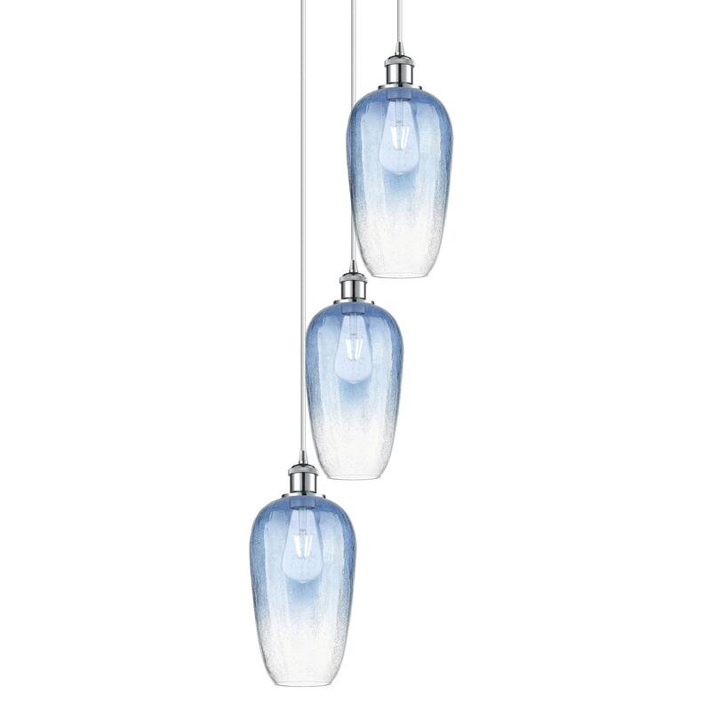 Innovations Lighting 113B-3P-46-14 Brookhaven Flute Pendant Brookhaven - Polished Chrome / Sapphire Blue