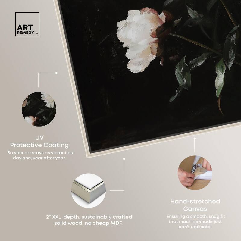 White Peony Nocturne Canvas by Art Remedy