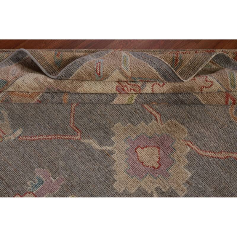 Hand Knotted Oriental 100% Wool Carpet Transitional All-Over Greys & Charcoal Oushak Area Rug - 11' 10'' X 9' 1''