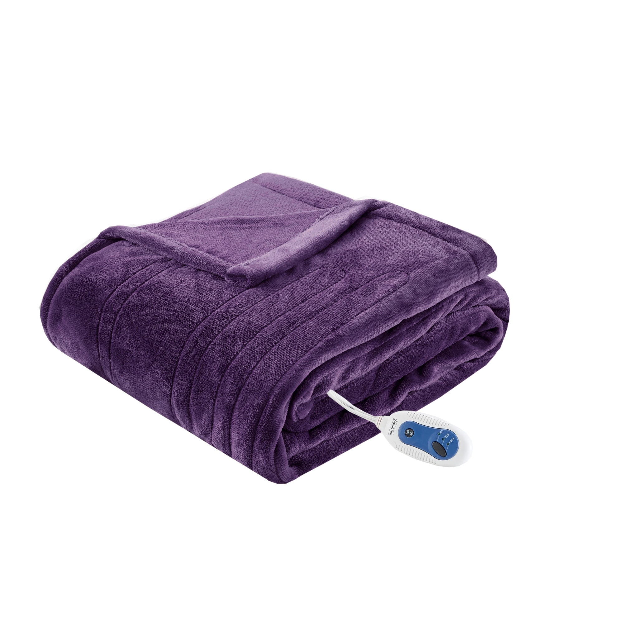 Beautyrest Heated Plush Oversized Throw Purple
