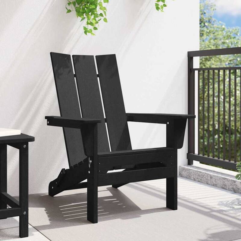 vidaXL Folding Adirondack Chair Black 74.5 x 80.5 x 90cm Plastic - 74.5 x 80.5 x 90cm