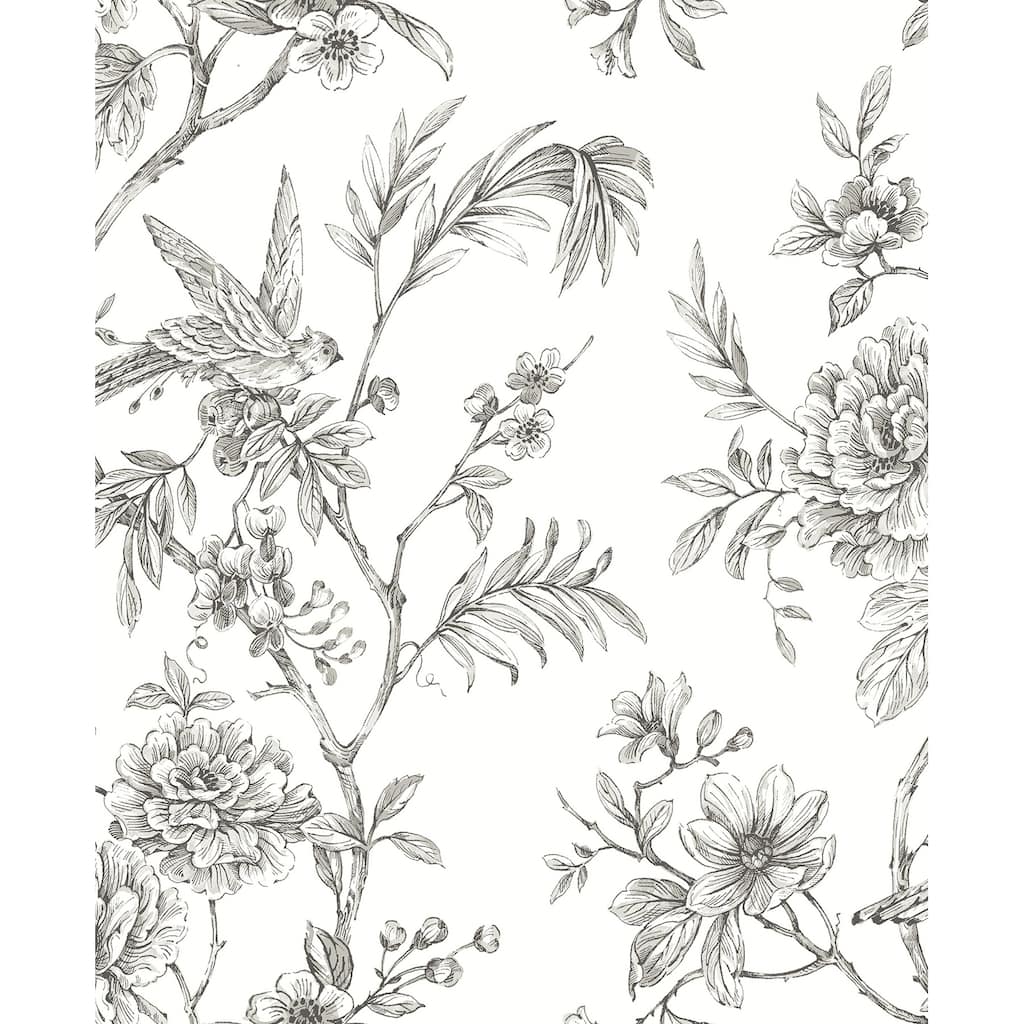 A-Street Prints Jessamine Grey Floral Trail Wallpaper