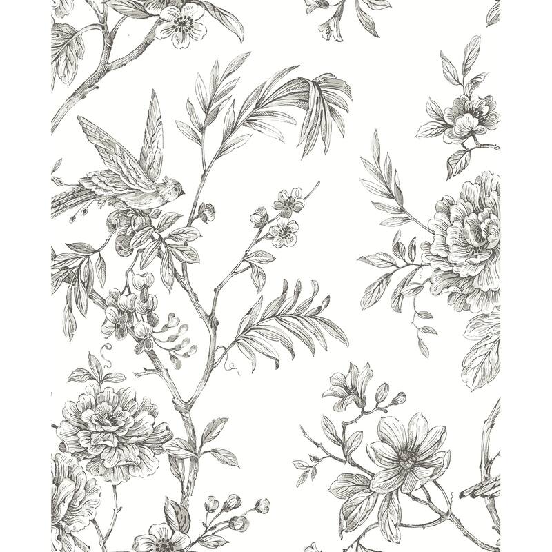 A-Street Prints Jessamine Grey Floral Trail Wallpaper