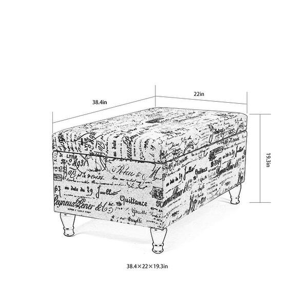 Storage Footstool Patterned Storage Ottoman Bench Rectangular Fabric Footstool with Script-Style ...