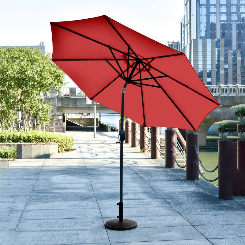 Lopes 9-Foot Patio Umbrella with Ceramic Base Included - Red