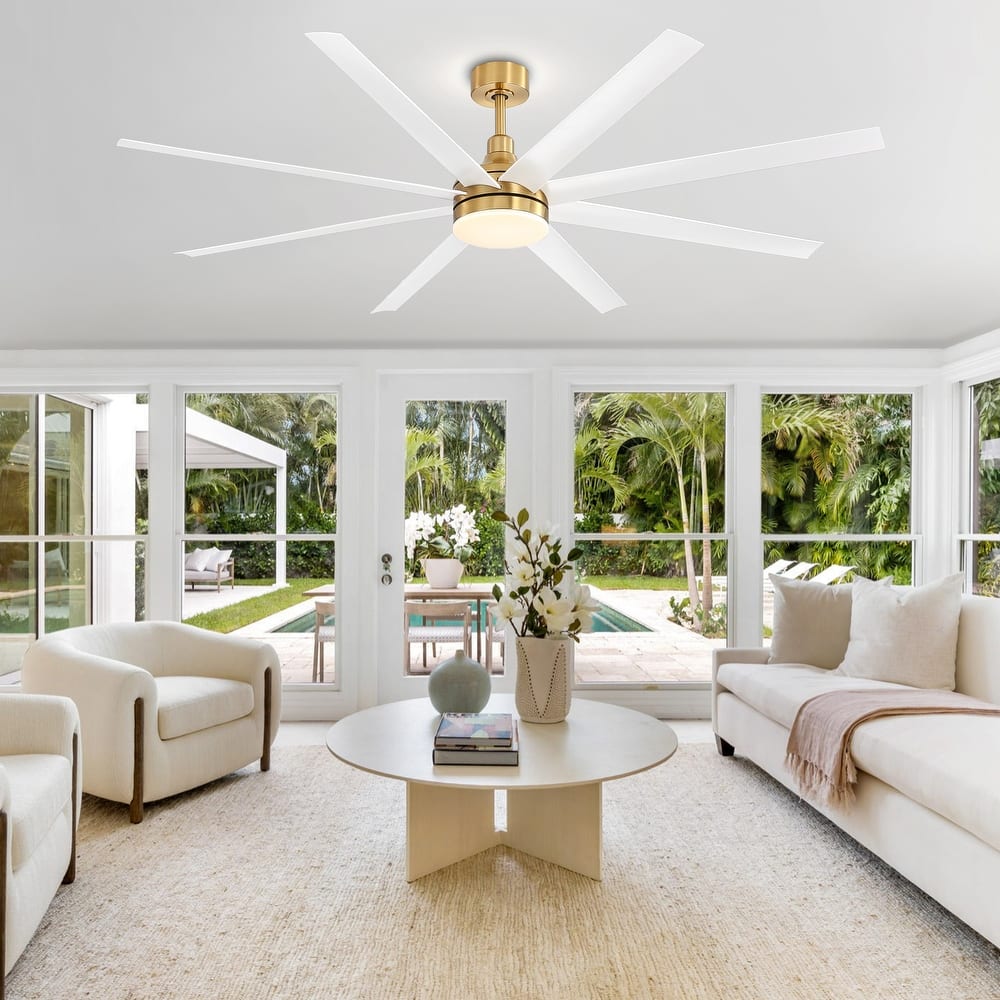 72 Inch Gold LED Ceiling Fan with Light Remote(8-Blade)