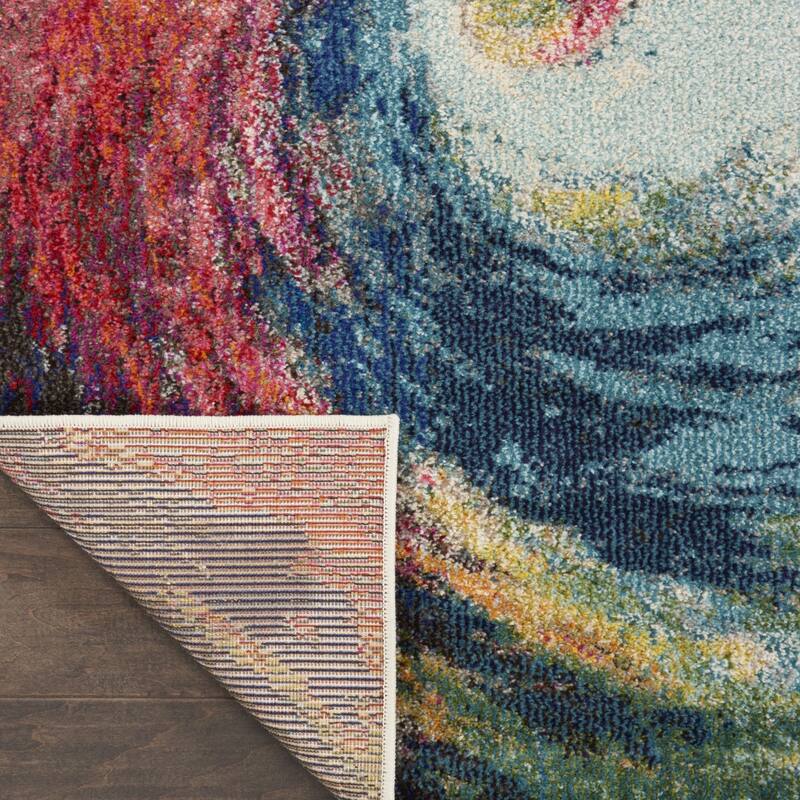Power Loomed Abstract Modern Non Skid Stain Resistant Area Rug - 126' X '94' X '0.5