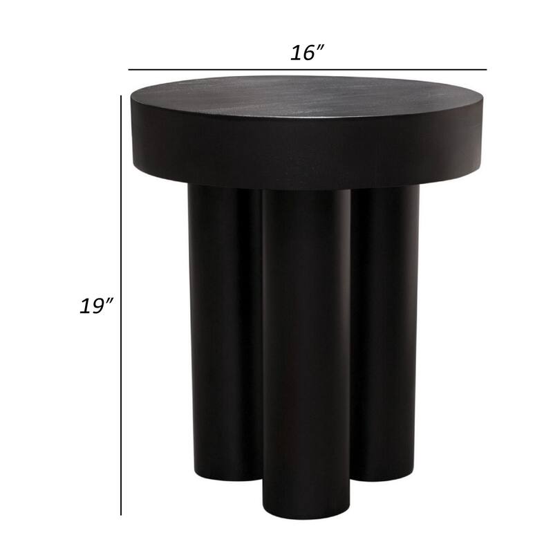 16 in. Black Round Wood End Table, Sturdy Build End Side Table for Living Rooms