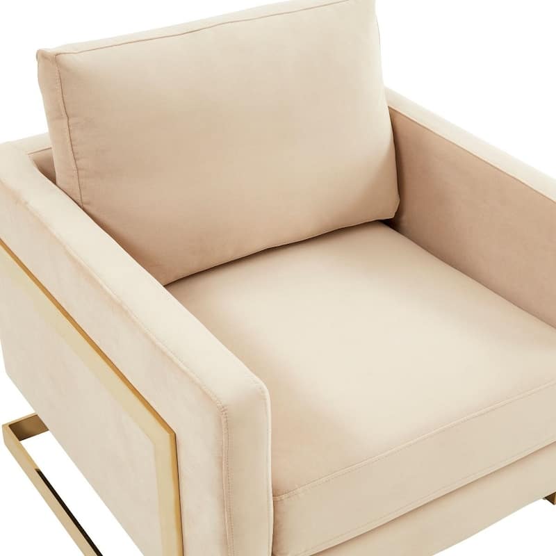 Lincoln Modern Velvet Upholstered Accent Designer Lounge Chair with Gold Frame for Living Room, Bedroom and Home Office - 34"