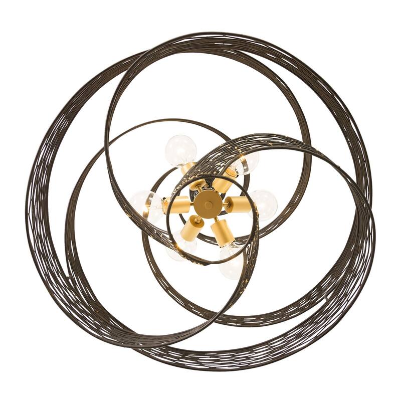 Flow Hand-Crafted Recycled Steel 6-Light Large Twist Pendant