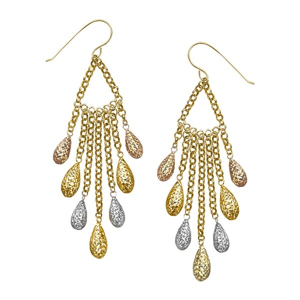 Just Gold Chandelier Earrings In 14k Three Tone On Just Gold Chandelier Earrings In 14k Three Tone
