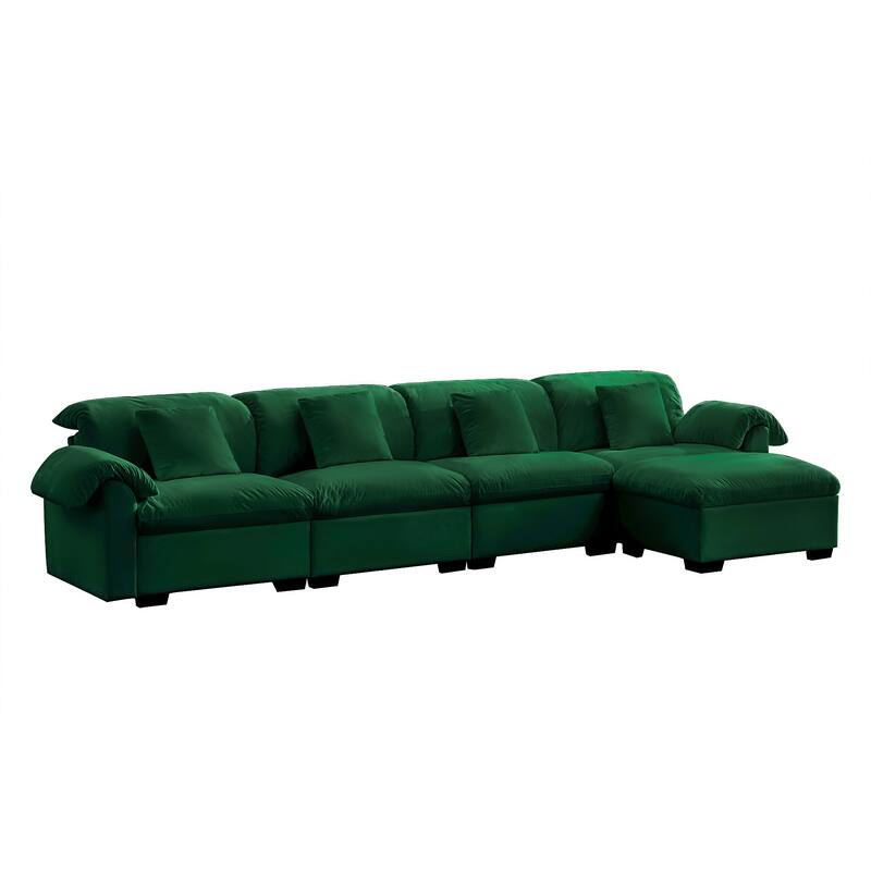 Large L-Shaped Deep Seat Modular Sofa with Storage Seats & 1 Storage Ottomans