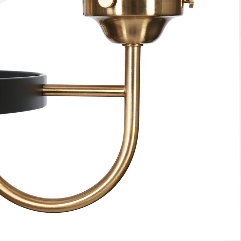 Modern Farmhouse 5-Light Black Gold Chandelier Wheel Shape Pendant Lights for Dining Room - 22" D x 21.5" H