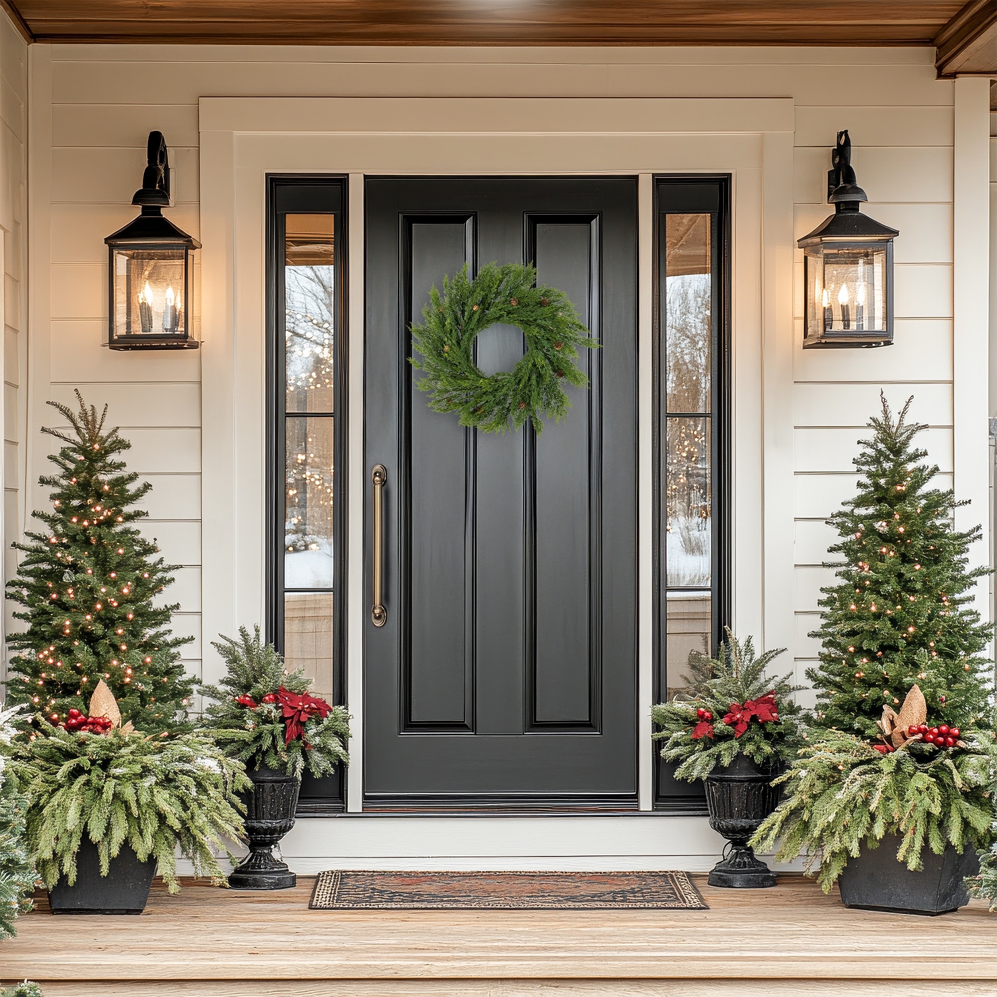 24" Soft Green Cedar Artificial Christmas Wreath with Pine Cones Unlit